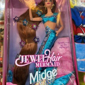 Jewel Hair Mermaid Midge Doll with Brown Hair and Blue Outfit Rare